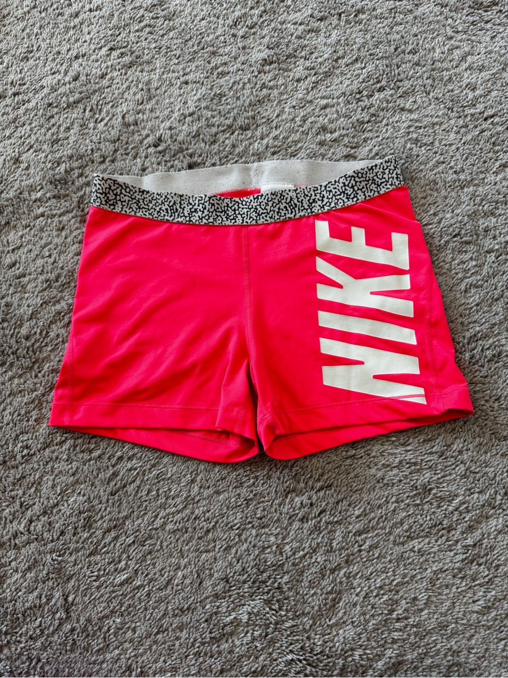 Nike Women’s Bright Pink Athletic Shorts with Patterned Waistband